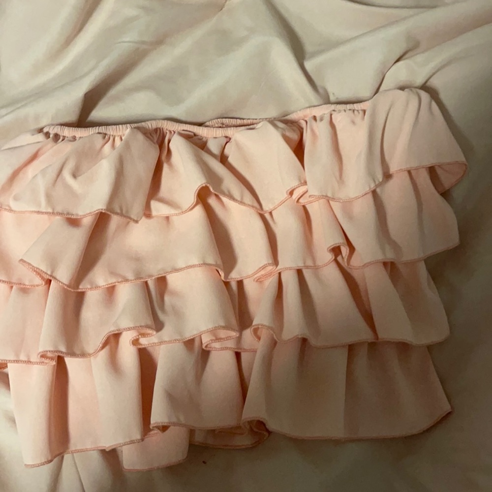 pink ruffled tube top (size 2 or small)